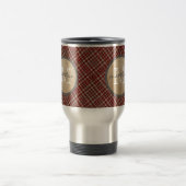 Mug De Voyage Monogramme rouge d'arrière - plan de plaid (Centre)