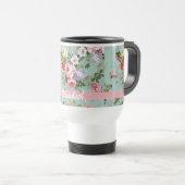 Mug De Voyage Monogramme rouge-rose Girly élégant de roses (Devant droit)