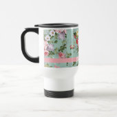 Mug De Voyage Monogramme rouge-rose Girly élégant de roses (Gauche)