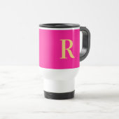Mug De Voyage Monogramme simple et moderne Hot rose (Devant droit)