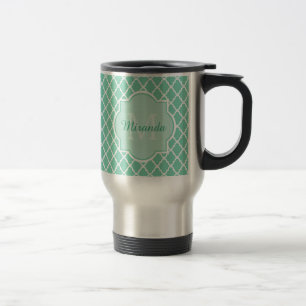 Mug De Voyage Monogramme vert en bon état élégant de Quatrefo