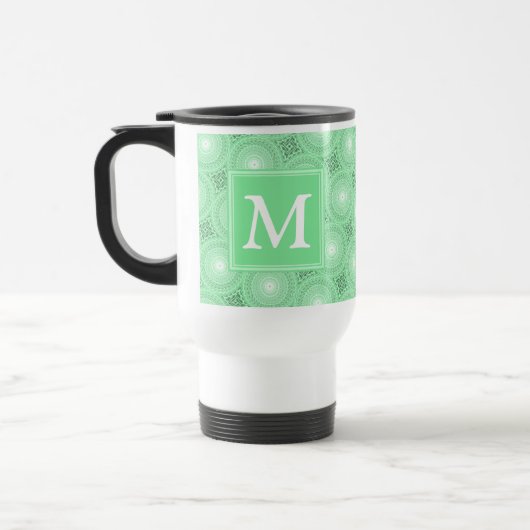 Mug De Voyage Monogramme vert ressort cercles motif (Gauche)
