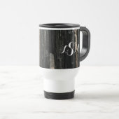 Mug De Voyage Monogramme vertical à rayures blanches noires en p (Devant droit)