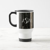 Mug De Voyage Monogramme vertical à rayures blanches noires en p (Gauche)
