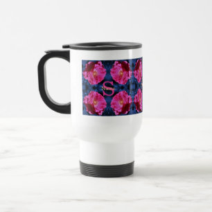 Mug De Voyage Monogramme Votre Initial Nom Rose Art Personnalisé