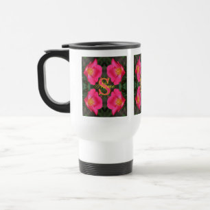 Mug De Voyage Monogramme Votre Initial Nom Rose Art Personnalisé