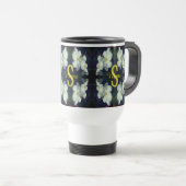 Mug De Voyage Monogramme Votre Nom Initial Clématite Art Floral (Devant droit)