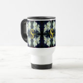 Mug De Voyage Monogramme Votre Nom Initial Clématite Art Floral (Devant gauche)