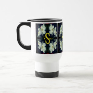 Mug De Voyage Monogramme Votre Nom Initial Clématite Art Floral