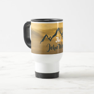 Mug De Voyage Monographie de montagnes personnalisables Gold sun