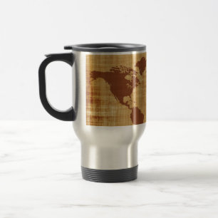 Mug De Voyage Montage antique vintage de carte du monde