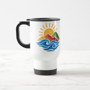 Mug de voyage Montagnes Océan Coucher de soleil