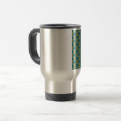 Mug De Voyage Motif à fleurs bleu vert (Devant gauche)