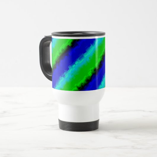 Mug De Voyage Motif arc-en-ciel bleu vert abstrait 3D (Devant gauche)