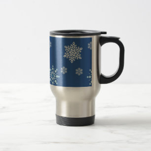 Mug De Voyage Motif bleu et blanc de flocon de neige