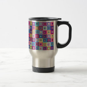 Mug De Voyage Motif de carrés géométriques colorés