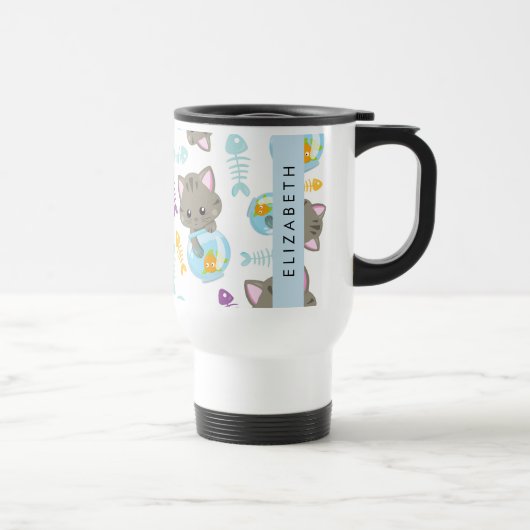 Mug De Voyage Motif De Chats, Chats Mignons, Chatons, Votre Nom (Droite)