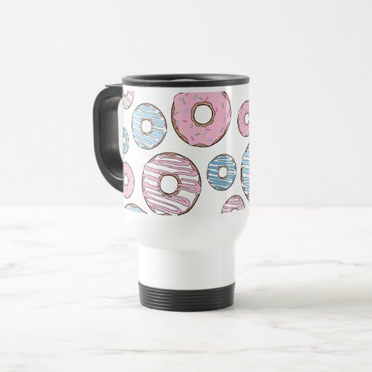 Mug De Voyage Motif De Donuts, Donuts Roses, Donuts Bleus (Devant gauche)