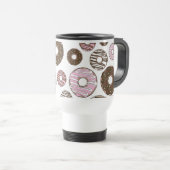 Mug De Voyage Motif De Donuts, Donuts Roses, Donuts Brown (Devant droit)