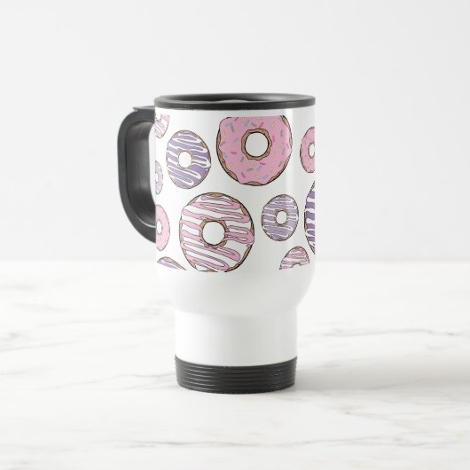 Mug De Voyage Motif De Donuts, Donuts Roses, Donuts Violets (Devant gauche)