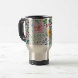 Mug De Voyage Motif de fleurs et de bourgeons à l'aquarelle légè