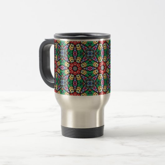 Mug De Voyage Motif de kaléidoscope orné et coloré (Devant gauche)