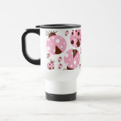 Mug De Voyage Motif De Ladybugs, Ladybugs Rose, Votre Nom (Gauche)