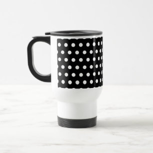 Mug De Voyage Motif de point noir et blanc de polka. Tacheté