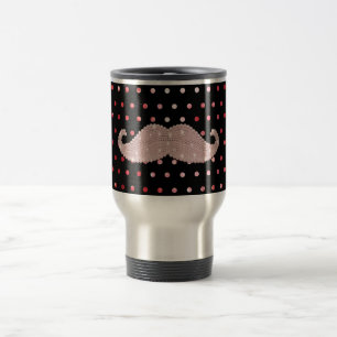 Mug De Voyage Motif de pois rose Girly drôle de moustache de