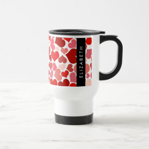 Mug De Voyage Motif Des Coeurs, Coeurs Rouges, Amour, Votre Nom