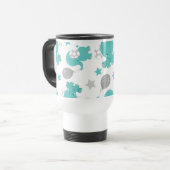 Mug De Voyage Motif Des Eléphants Bleus, Étoiles, Votre Nom (Devant gauche)