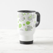 Mug De Voyage Motif Des Eléphants, Eléphants Mignons - Grey Vert (Devant droit)