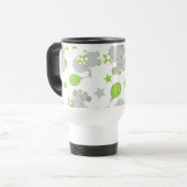 Mug De Voyage Motif Des Eléphants, Eléphants Mignons - Grey Vert (Devant gauche)