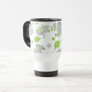 Mug De Voyage Motif Des Eléphants, Eléphants Mignons - Grey Vert