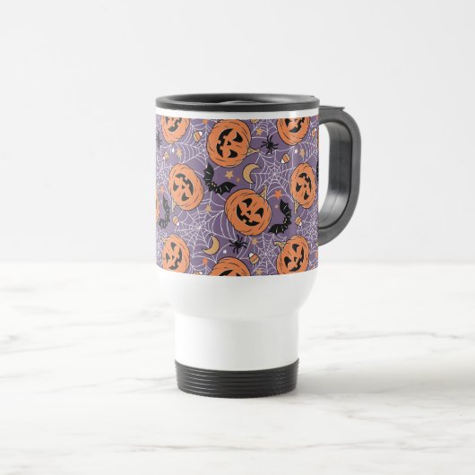 Mug De Voyage Motif d'Halloween violet Jack-O-lanterne (Devant droit)