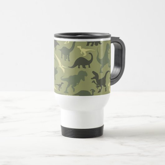 Mug De Voyage Motif Dinosaure, Silhouette Dinosaure, Dino Vert (Devant droit)