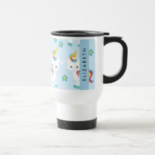 Mug De Voyage Motif D'Unicornes, De Bonnes Unicornes, Votre Nom