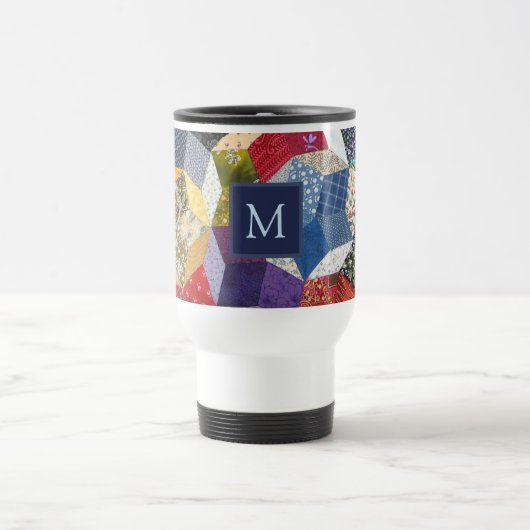 Mug De Voyage Motif Étoiles Patchwork Decoupage Monogramme (Centre)