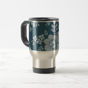 Mug De Voyage Motif floral bleu élégant vintage