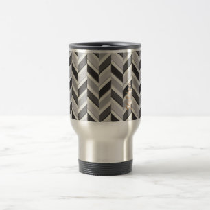 Mug De Voyage Motif géométrique chevron gris moderne monogramme