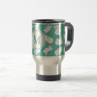 Motif lapin mou sur Monogramme Turquoise