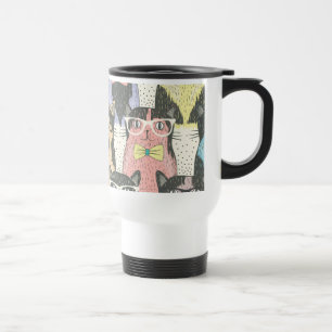 Mug De Voyage Motif mignon de chats de hippie