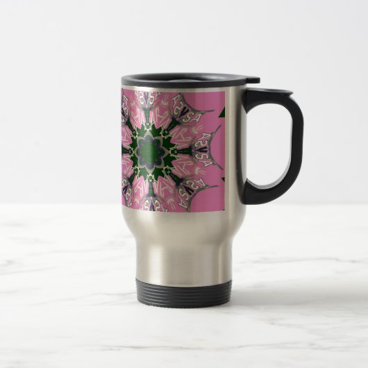 Mug De Voyage Motif Motif Monogramme noir et rose joli (Droit)