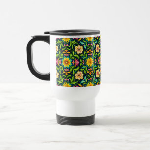 Mug De Voyage Motif ornemental floral aux couleurs vives