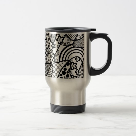 Mug De Voyage Motif Patchwork Noir & Blanc 02 (Droit)