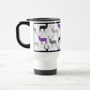 Mug De Voyage Motif pourpre de Noël de mâle de cerfs communs