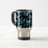 Mug De Voyage Motif sans couleur foncée avec papillons bleus Mor (Devant gauche)