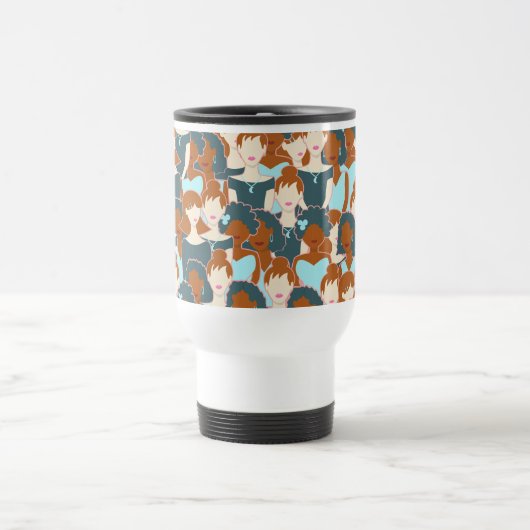 Mug De Voyage Motif sans couture avec filles noires et blanches (Centre)