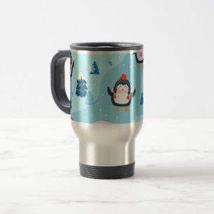 Mug De Voyage motif sans couture de noël avec manchot