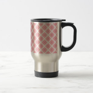 Mug De Voyage Motif Tartan Rose Et Blanc